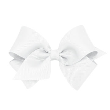 Small Classic Grosgrain Hair Bow (Plain Wrap) - White
