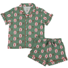 Womens Nutcracker Button Down Short Sleeve Loungewear Set