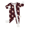 Girls Ruffle Maroon Bulldog Zipper Romper