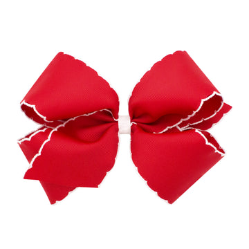 King Girls Hair Bow With Moonstitch Edge -RDW