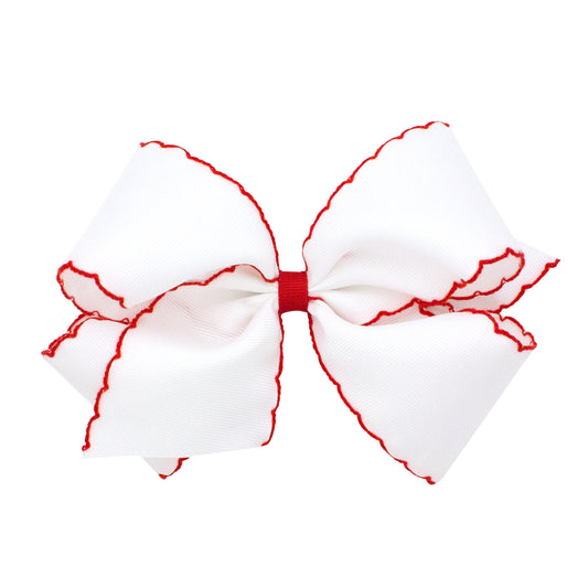 King Moonstitch Grosgrain Hair Bow with Contrasting Wrap - Red