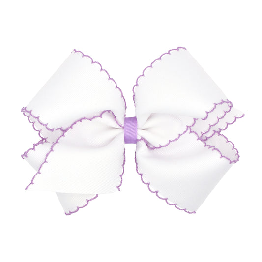 King Moonstitch Grosgrain Hair Bow with Contrasting Wrap - Light Orchid