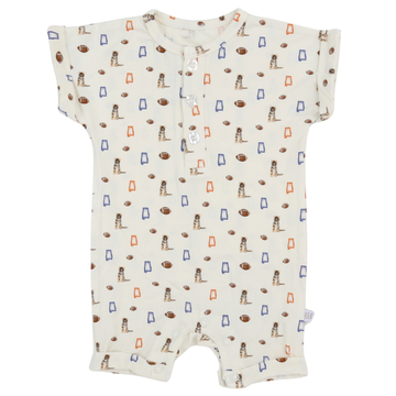 Boys Navy Tiger Button Romper
