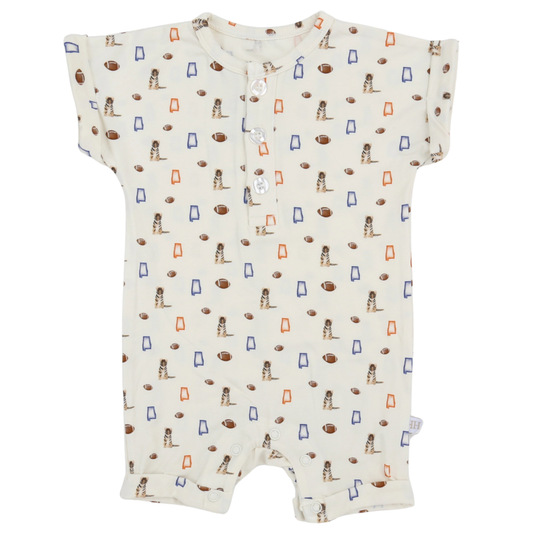Boys Navy Tiger Button Romper