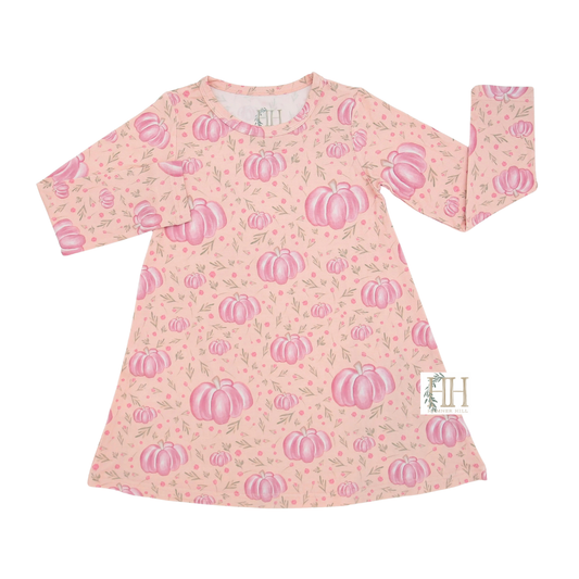 Girls Floral Pumpkin Bamboo Dress