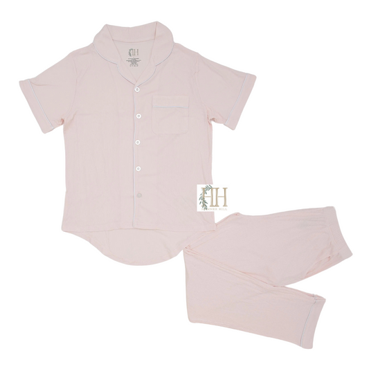 Blooming Blush Ribbed Button Down Women’s Loungewear Set