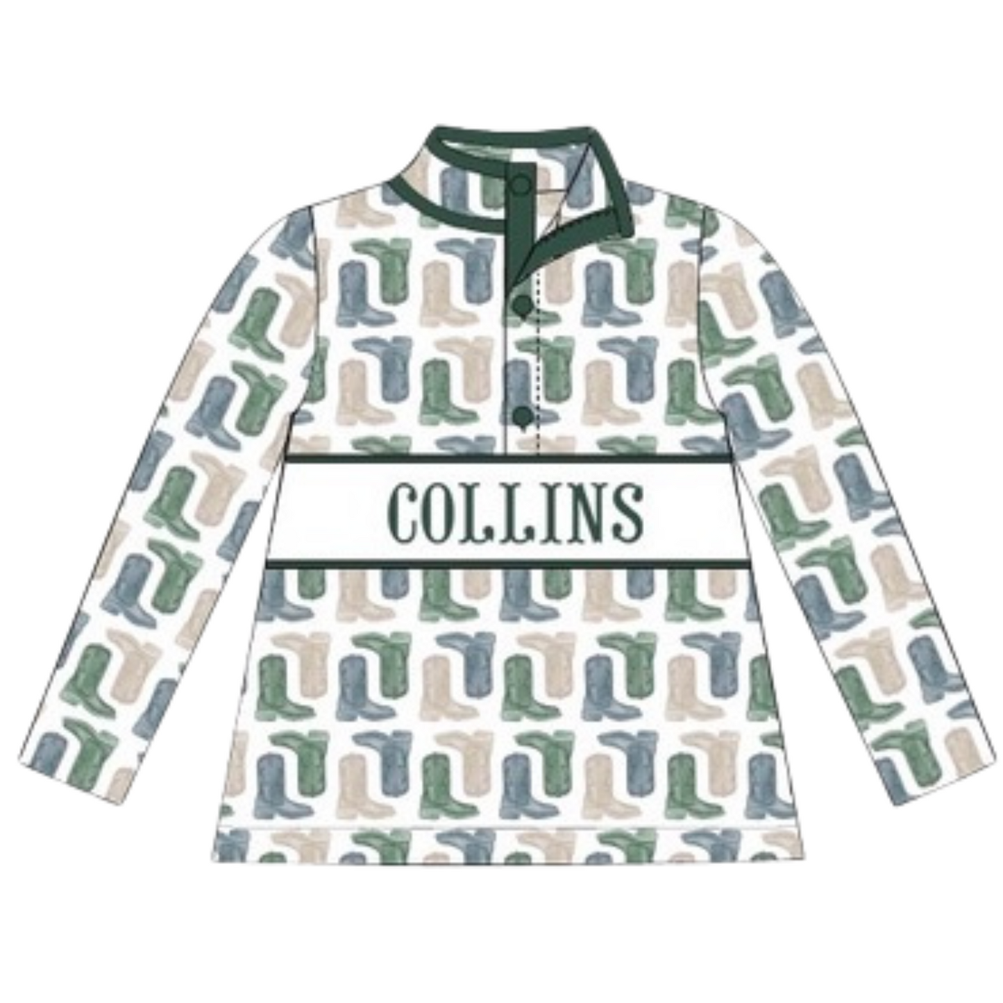 (PRE PURCHASE: ARRIVING MID NOVEMBER) Boys Smocked Plate Backroad Boots Pullover