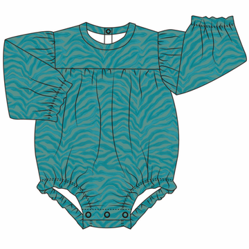 (PRE ORDER: EARLY NOVEMBER) Girls Teal Zebra Long Sleeve Bamboo Bubble