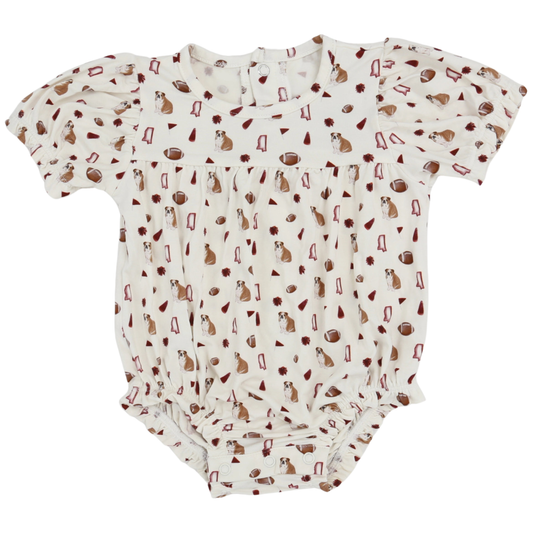 Girls Maroon Bulldog Pom Bamboo Bubble