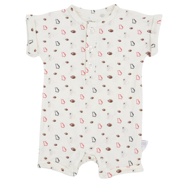 Boys Red Bulldog Button Romper
