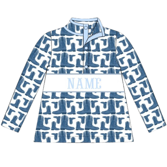 (PRE PURCHASE: ARRIVING LATE OCTOBER) Boys Smocked Plate Rodeo Cowboy Pullover