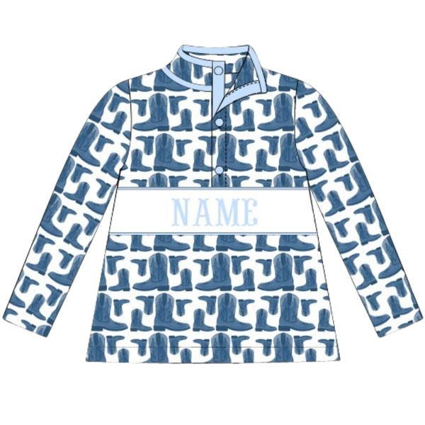 (PRE PURCHASE: ARRIVING LATE OCTOBER) Boys Smocked Plate Rodeo Cowboy Pullover