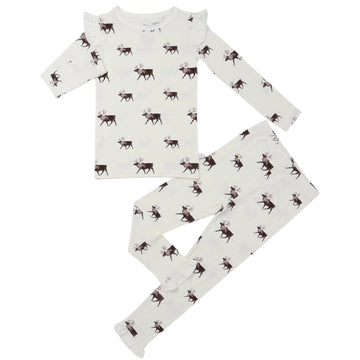 Girls Ruffle Reindeer Loungewear Set