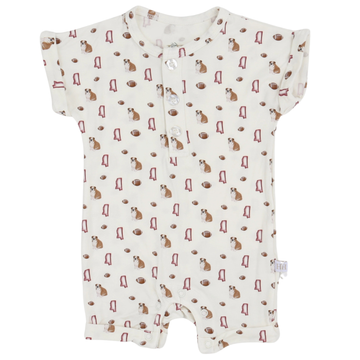 Boys Maroon Bulldog Button Romper