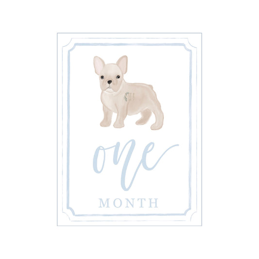 Blue Frenchie Milestone Cards