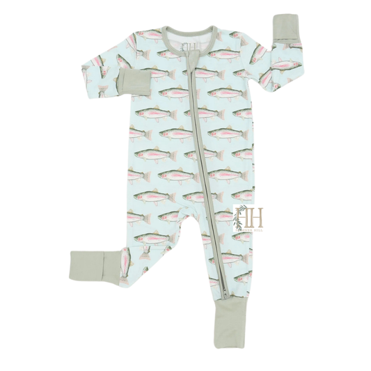 Boys Trout Double Zipper Romper