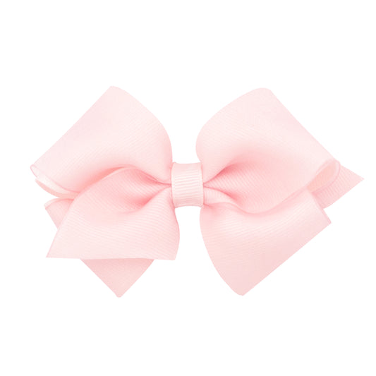 Extra Small Organza and Grosgrain Overlay Hair Bow - Light Pink