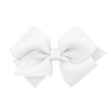 Extra Small Organza and Grosgrain Overlay Hair Bow -White