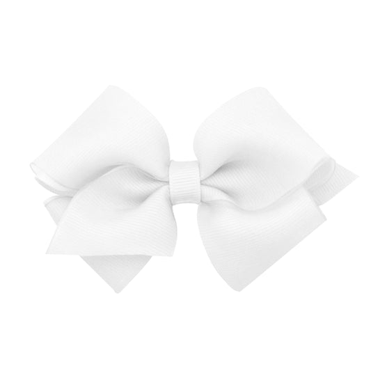 Extra Small Organza and Grosgrain Overlay Hair Bow -White