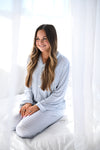 Womens Purple Poppy Button Down Loungewear Set