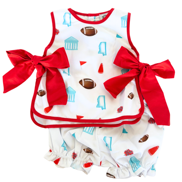 Girls Blue Miss Tie Bloomer Set