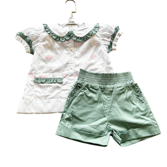 Girls Pumpkin Trellis Top and Shorts Set