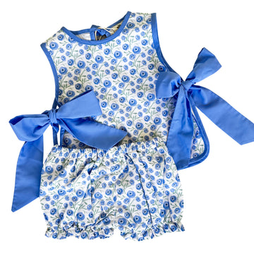 Girls Purple Poppy Side Tie Bloomer Set