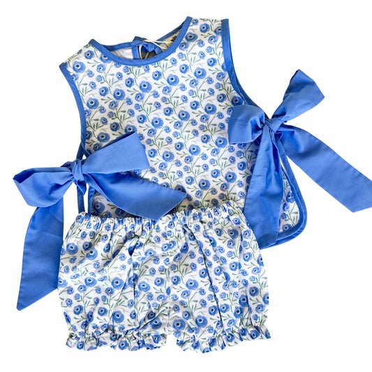 Girls Purple Floral Side Tie Bloomer Set
