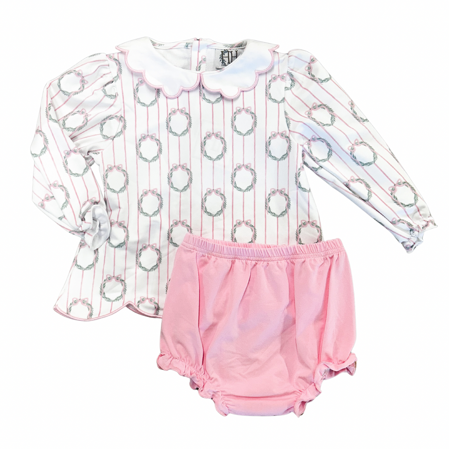 Girls Sugarplum Wreath Bloomer Set