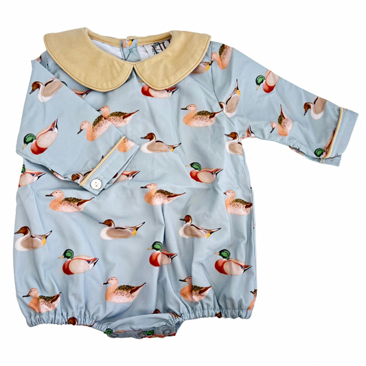 Boys Vintage Ducks Long Sleeve Collared Bubble
