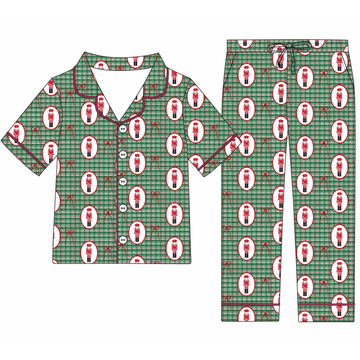 (PRE ORDER: EARLY NOVEMBER) Womens Nutcracker Short Sleeve Button Down Pants Set