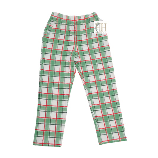 Boys Green Check Loungewear Pants