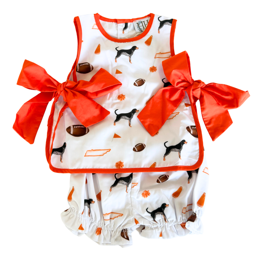 Girls Coonhound Tie Bloomer Set