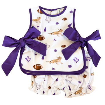 Girls Purple Toad Tie Bloomer Set