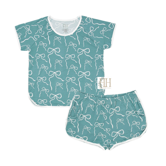 Tied in Teal Loungewear Shorts Set