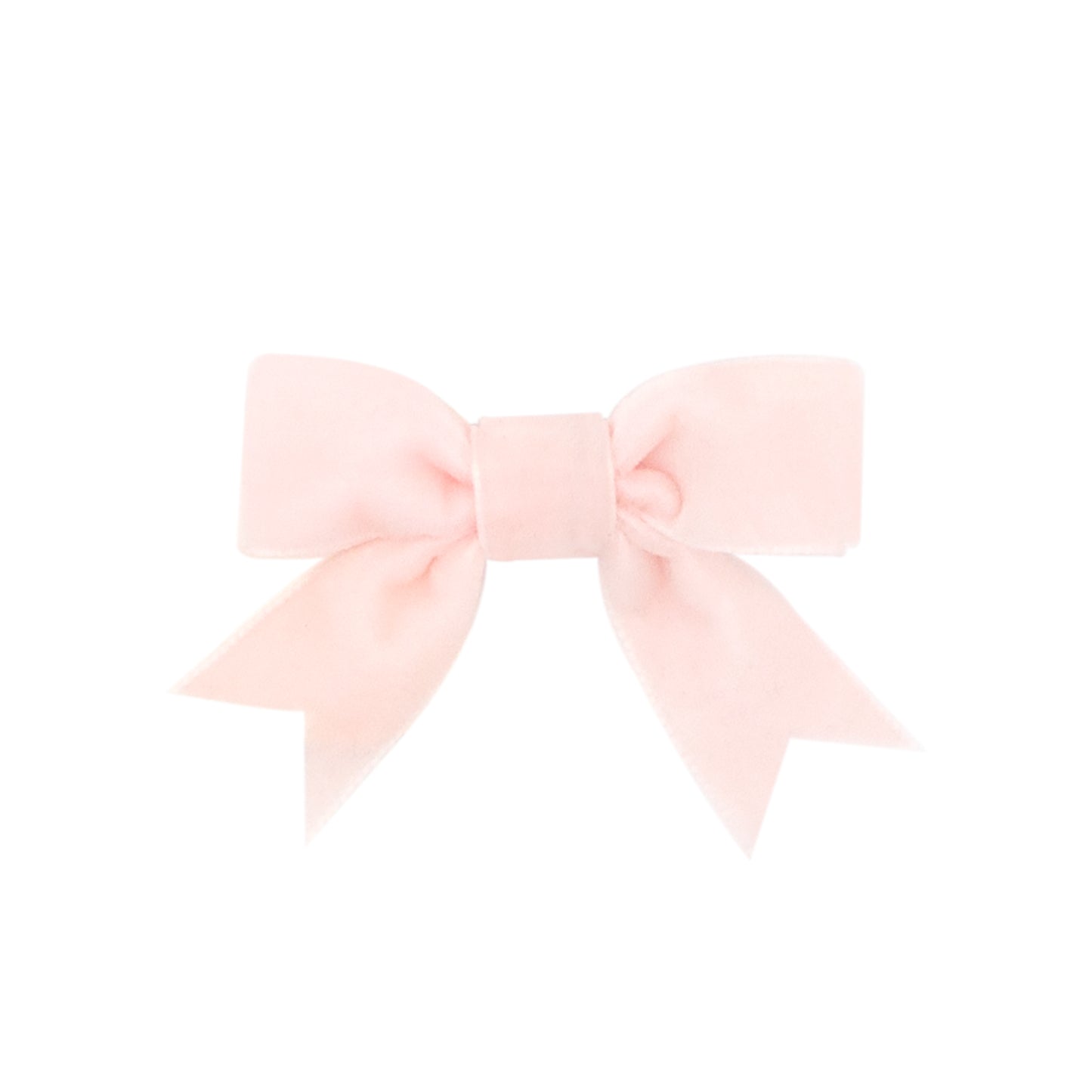 Mini Velvet Two-Loop Bow with Fancy Cut Tail - Light Pink