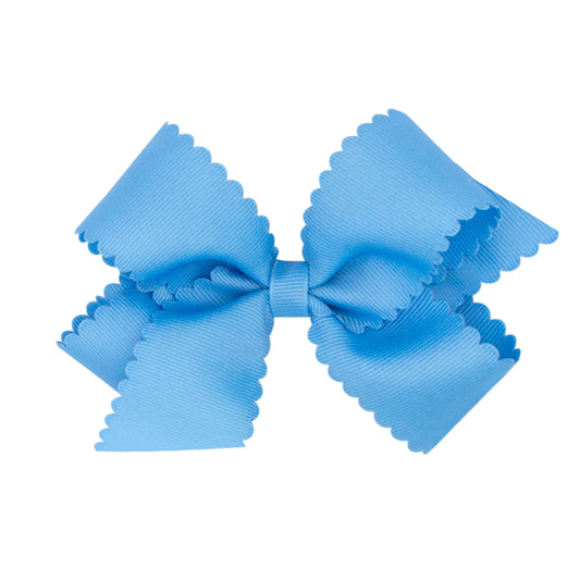 Medium Grosgrain Hair Bow with Scalloped Edge - Copen