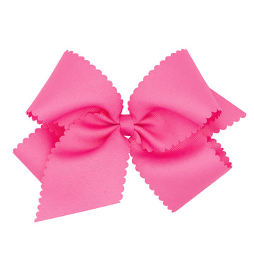 King Grosgrain Hair Bow Scalloped Edge - Hot Pink