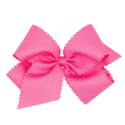 King Grosgrain Hair Bow Scalloped Edge - Hot Pink