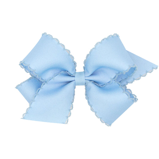 Medium Grosgrain Hair Bow with Matching Moonstitch Edge - Millennium Blue