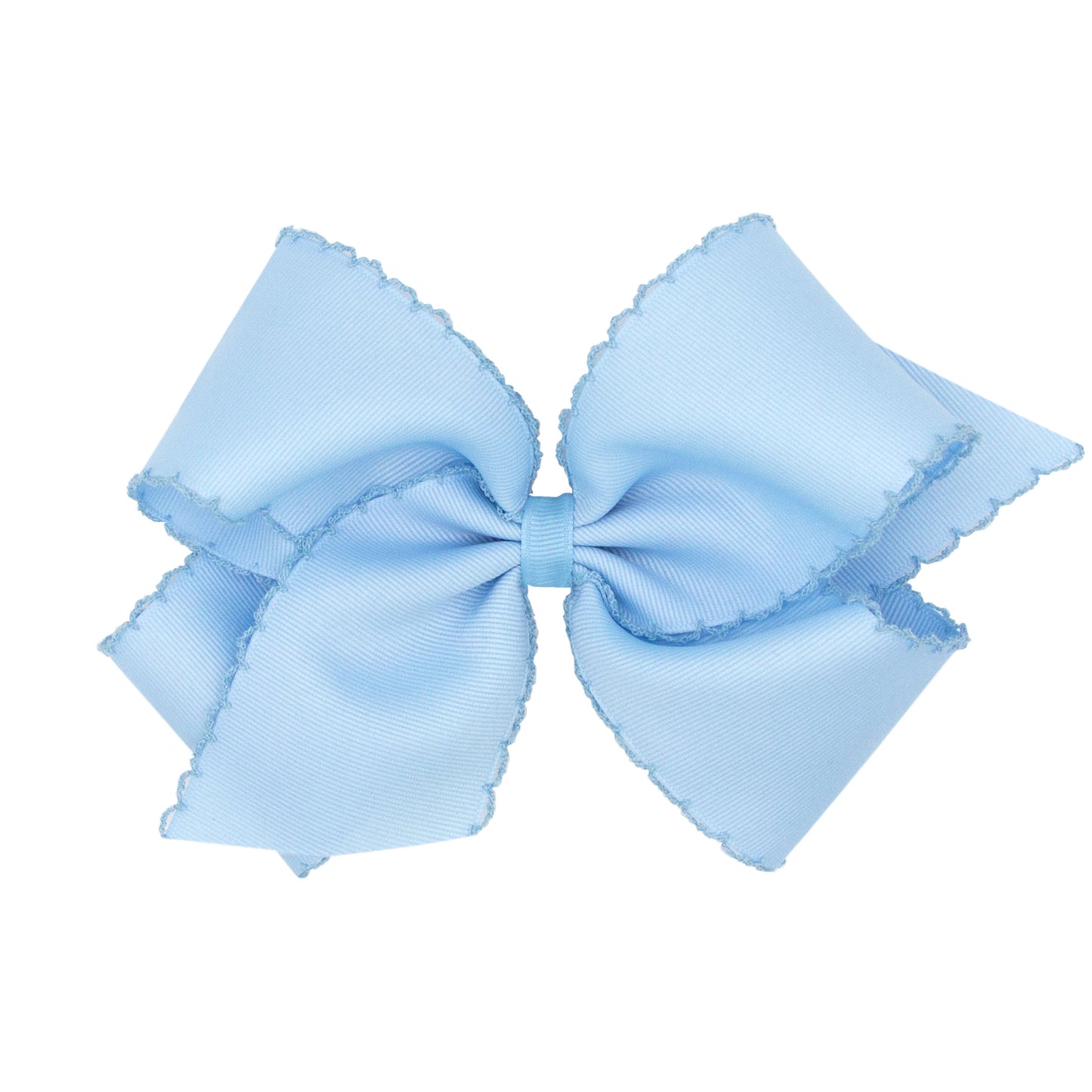 King Grosgrain Hair Bow with Matching Moonstitch Edge - Millennium Blue