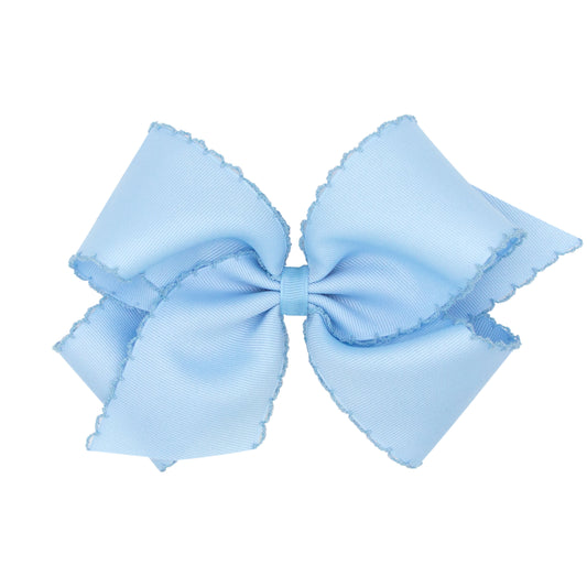 King Grosgrain Hair Bow with Matching Moonstitch Edge - Millennium Blue