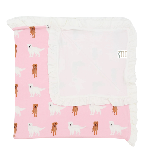 Girls Golden Retriever Stroller Blanket