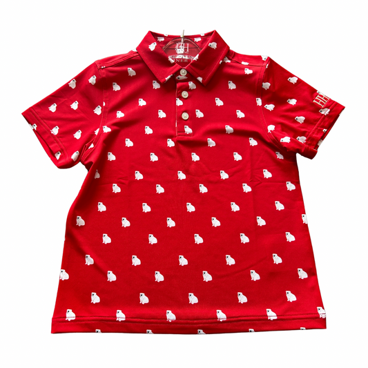 Mens Red Bulldog Performance Polo