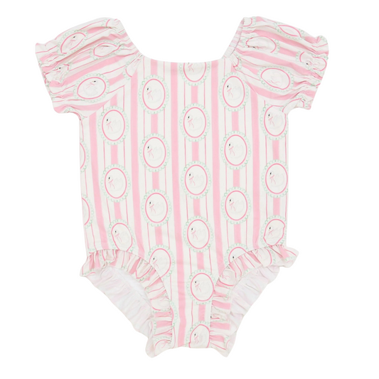 Girls Swan One Piece Swim