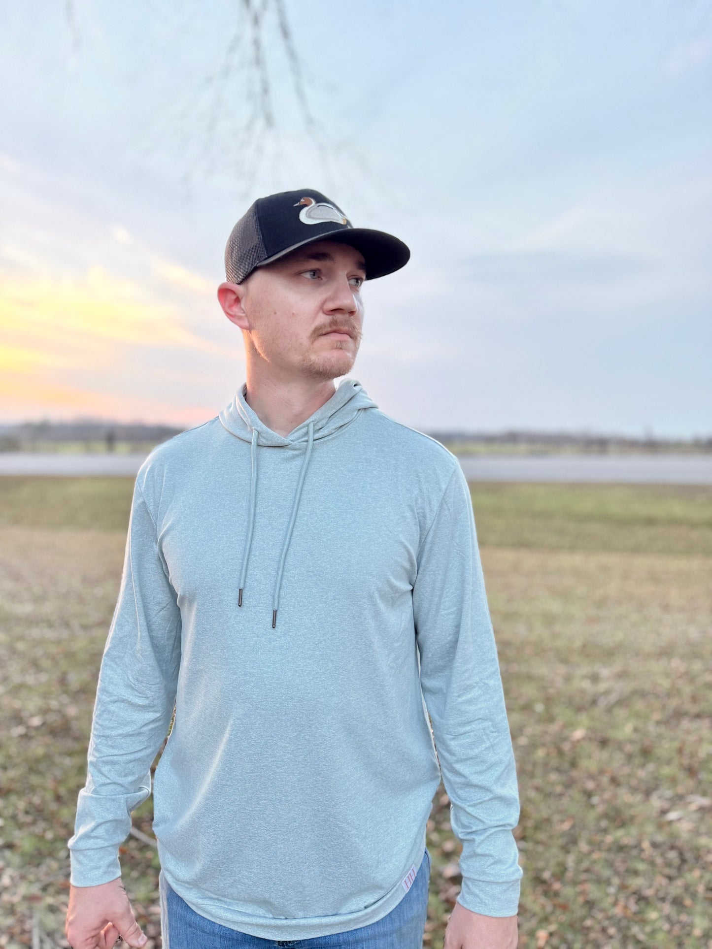 HH Adult Mist Blue Hooded Pullover