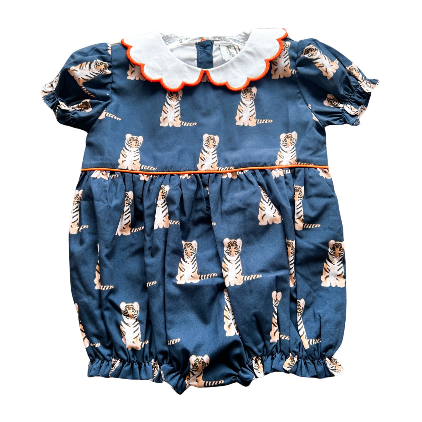 Navy Tiger Scolloped Collar Bubble