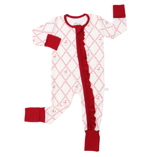 Girls Trellis Sleigh Bells Double Zipper Romper