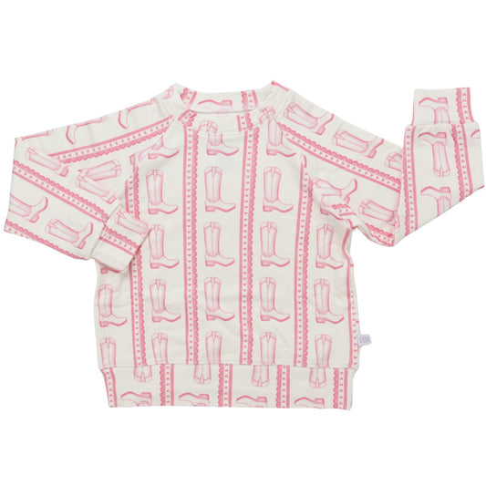 Pink Heart Boot Crew Neck