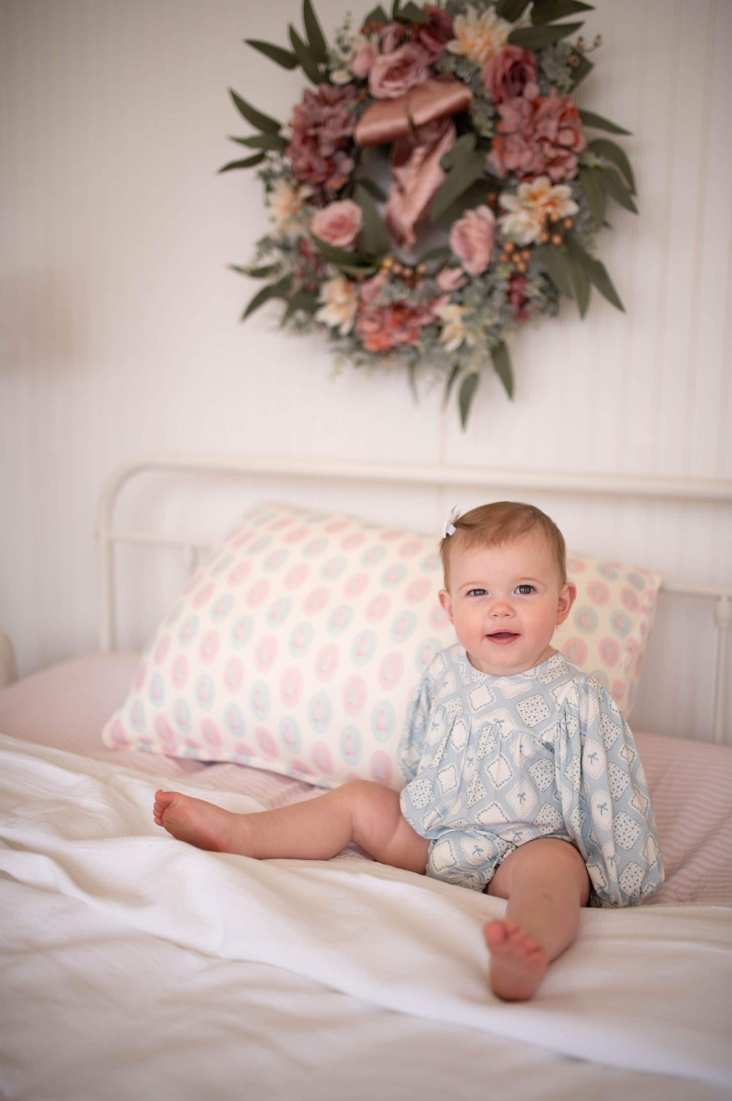 Girls Quilted Bow Patch Long Sleeve Bubble